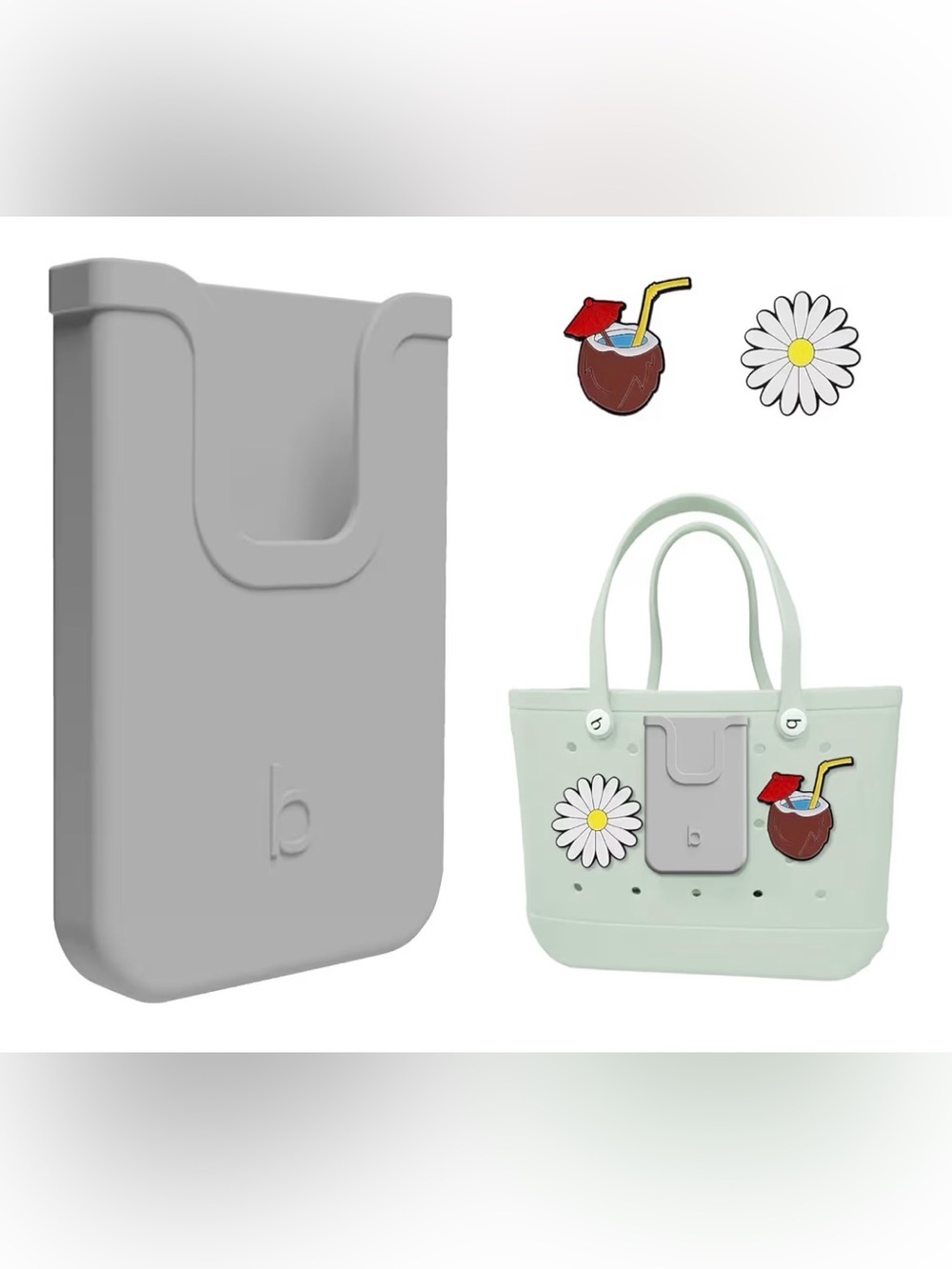 Gray Silicone Phone Holder For Your Bogg Bag